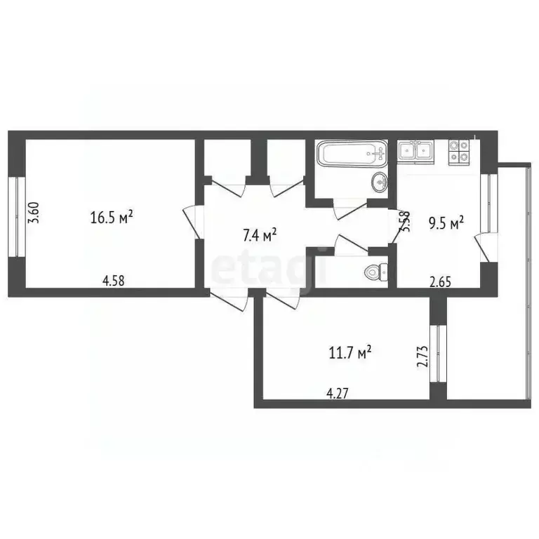 2-к кв. Крым, Бахчисарай ул. Крымская, 14 (51.0 м) - Фото 2
