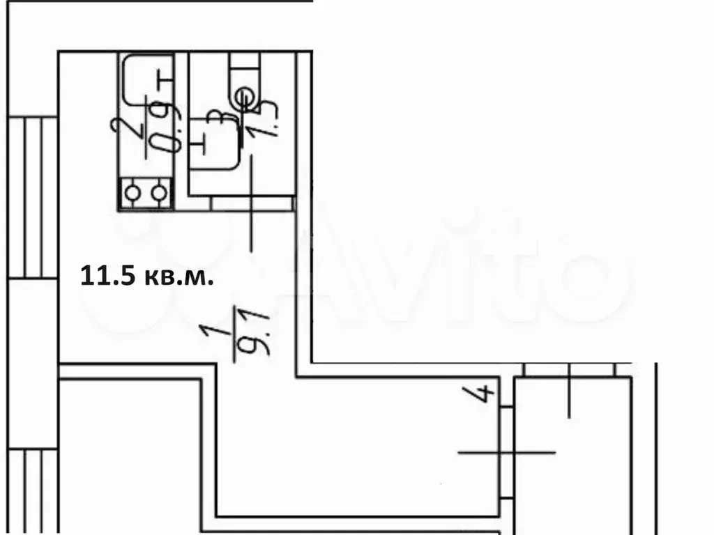 Квартира-студия, 11,5 м, 1/9 эт. - Фото 0