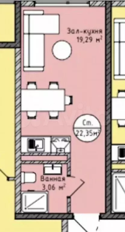 Квартира-студия, 22,4 м, 3/16 эт. - Фото 0