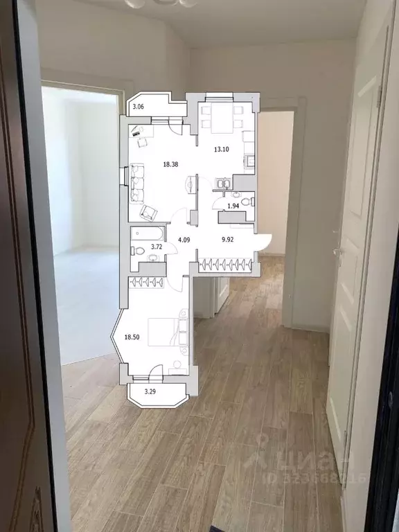 2-к кв. Санкт-Петербург ул. Кустодиева, 7к1 (77.5 м) - Фото 1