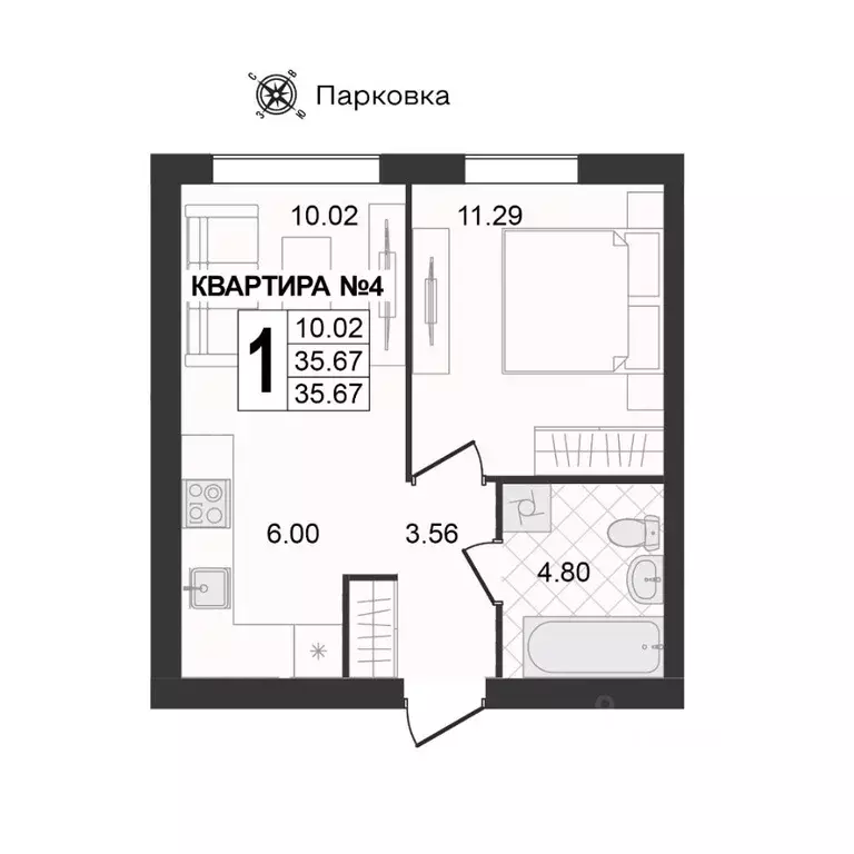 1-к кв. Владимирская область, Муром ул. 1-я Новослободская (35.67 м) - Фото 0