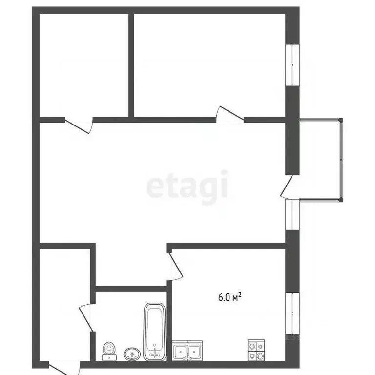 2-к кв. Тюменская область, Тюмень ул. Калинина, 9 (40.9 м) - Фото 2
