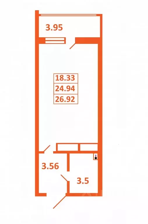 Студия Санкт-Петербург ул. Верхне-Каменская, 11к1 (24.8 м) - Фото 1