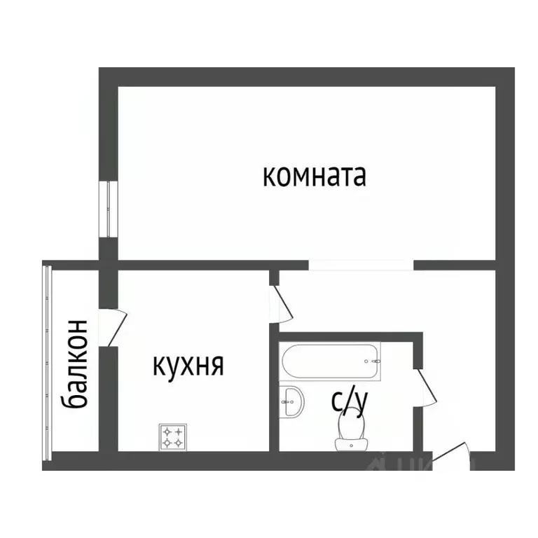 1-к кв. Курганская область, Курган Станционная ул., 31 (28.6 м) - Фото 2