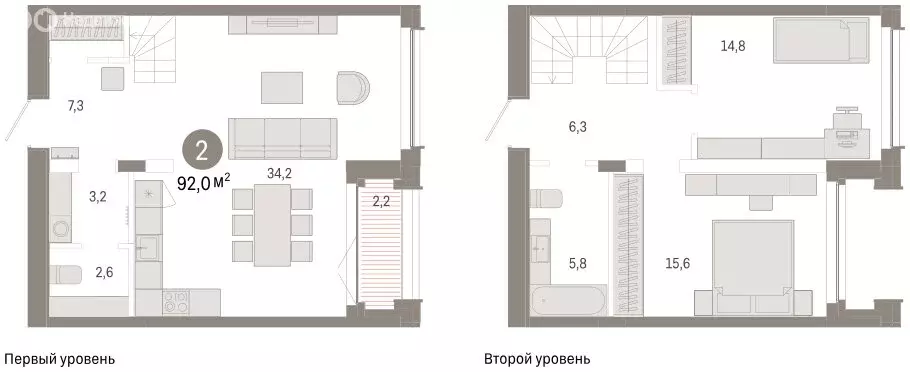 3-комнатная квартира: Тюмень, улица Республики, 205к2 (92.6 м) - Фото 2