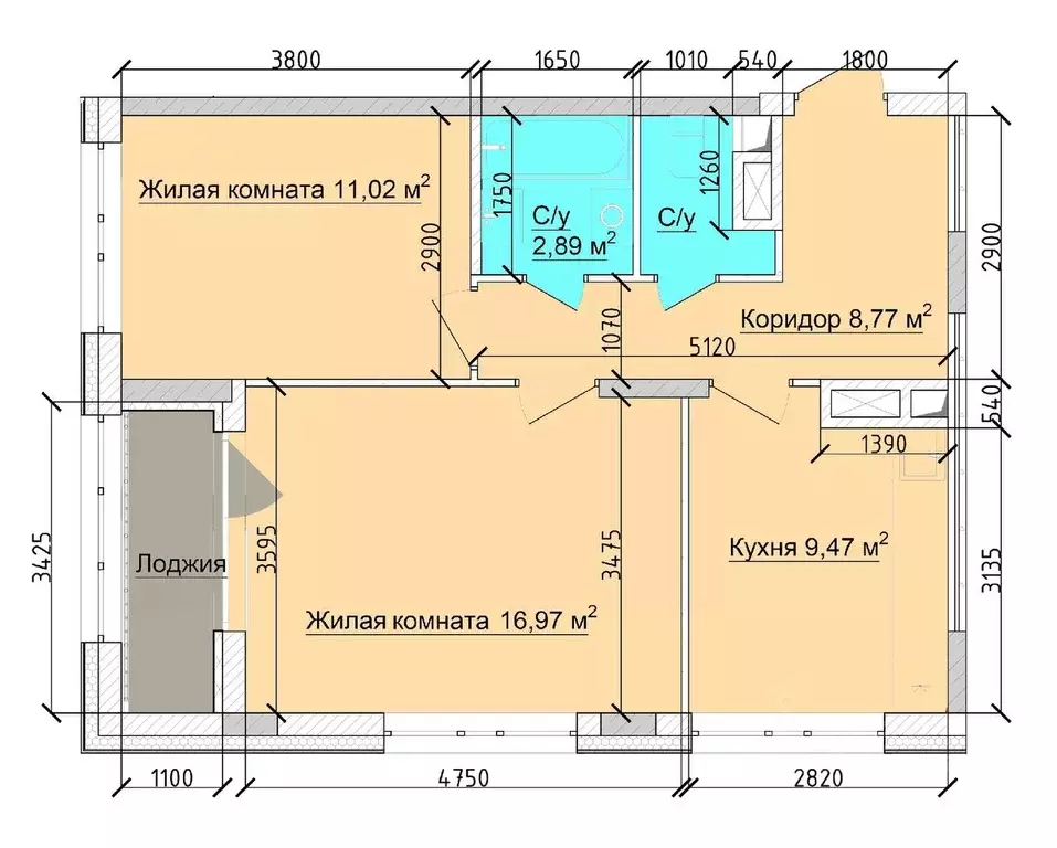 2-к кв. Кемеровская область, Кемерово ул. 1-я Линия, 24 (54.2 м) - Фото 1