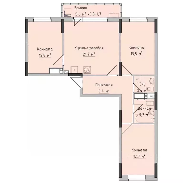 3-к кв. Удмуртия, Ижевск ул. Холмогорова, 89 (78.0 м) - Фото 0