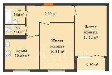 2-к кв. Воронежская область, Воронеж ул. Артамонова, 34Ж (61.0 м) - Фото 0