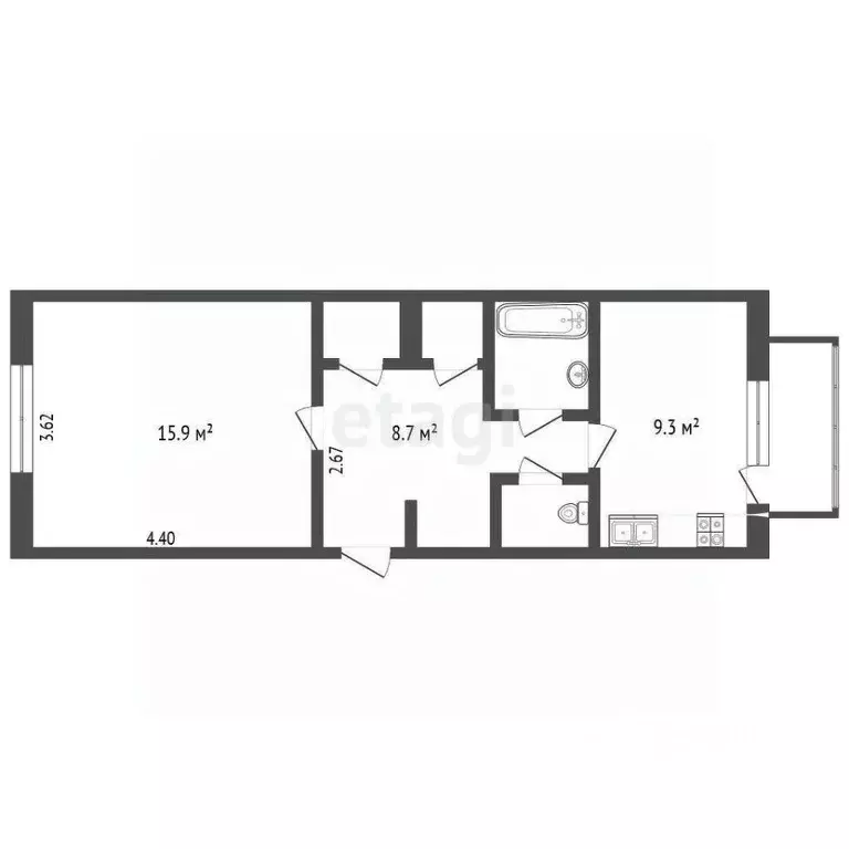 1-к кв. Крым, Бахчисарай ул. Фрунзе, 56 (39.7 м) - Фото 1