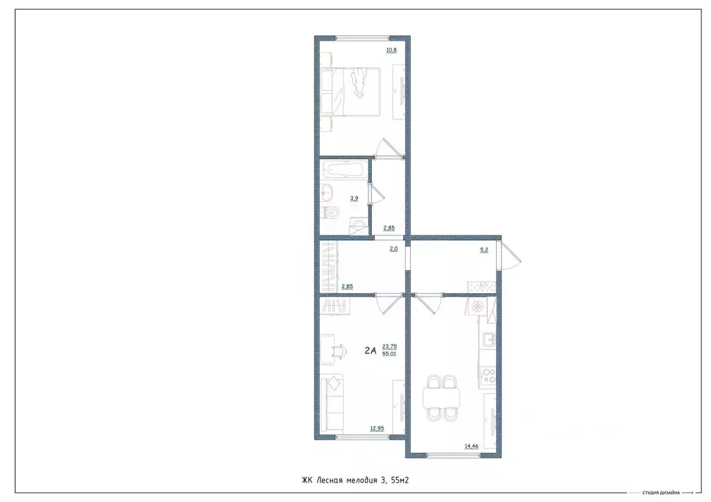 2-к кв. Тверская область, Тверь ул. Левитана, 93А (55.0 м) - Фото 2