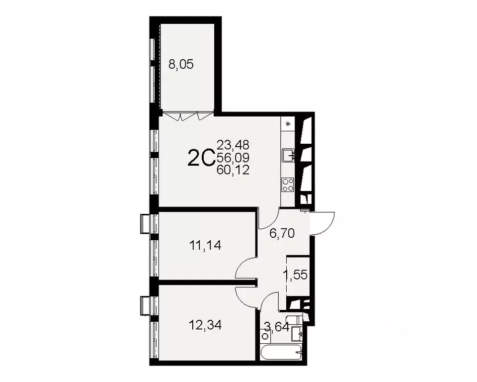 2-к кв. Тульская область, Тула Путейская ул., 11 (59.95 м) - Фото 0