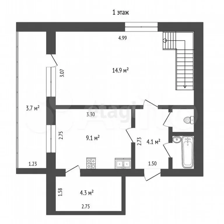 3-к. квартира, 71,9 м, 6/9 эт. - Фото 0