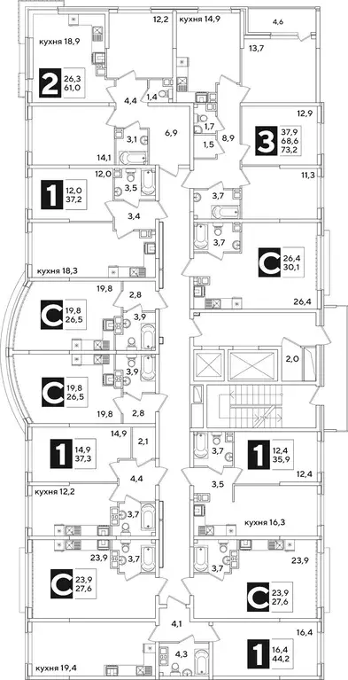 Студия Краснодарский край, Краснодар ул. Ивана Беличенко, 92к4 (27.6 ... - Фото 2