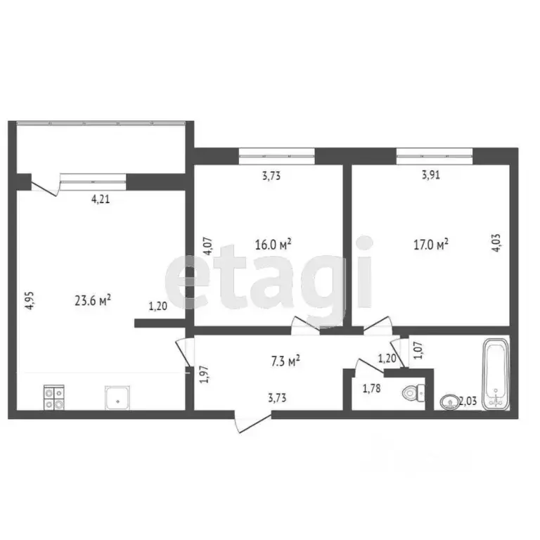2-к кв. Тюменская область, Тюмень Харьковская ул., 66 (84.23 м) - Фото 0