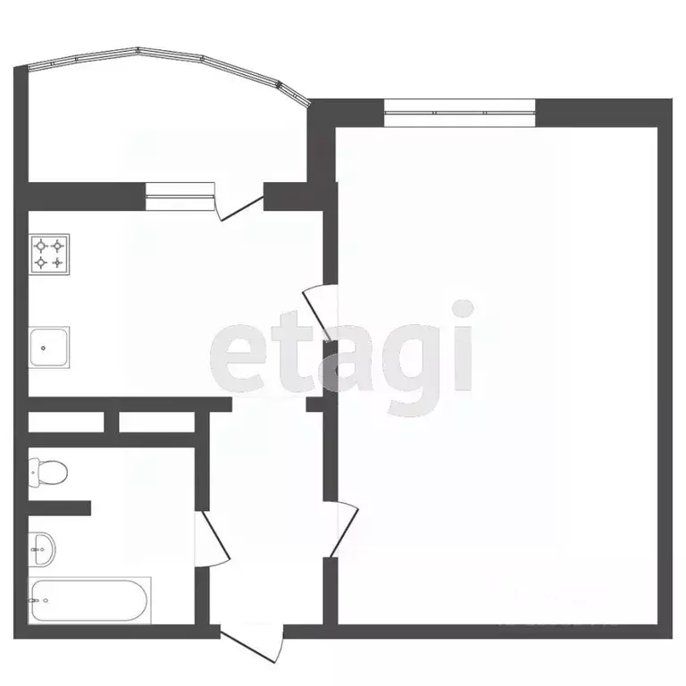 1-к кв. Тюменская область, Тюмень ул. Федюнинского, 56к2 (37.0 м) - Фото 2