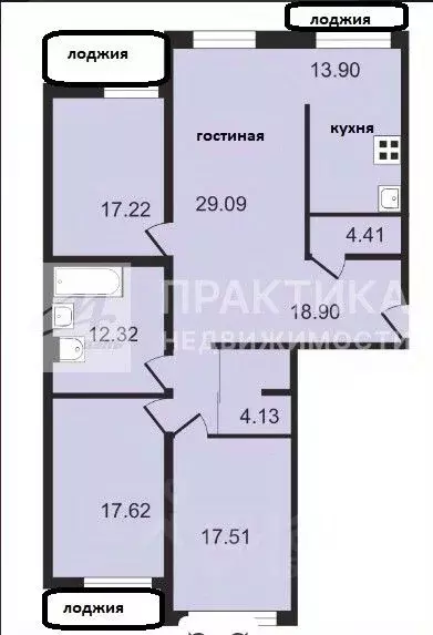 4-к кв. Москва Петрозаводская ул., 28К1 (138.5 м) - Фото 1