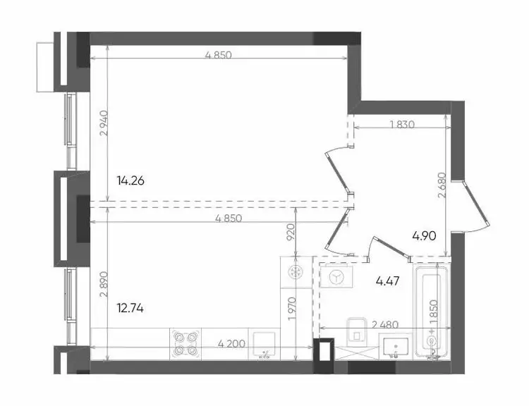 1-комнатная квартира: Казань, территория ГСК Автоград, 1/121 (36.37 м) - Фото 0