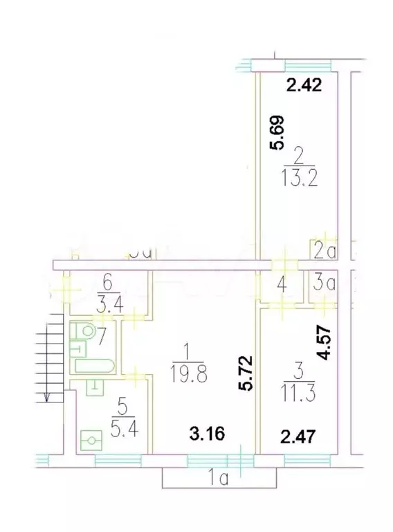 2-к. квартира, 58,9 м, 4/5 эт. - Фото 0