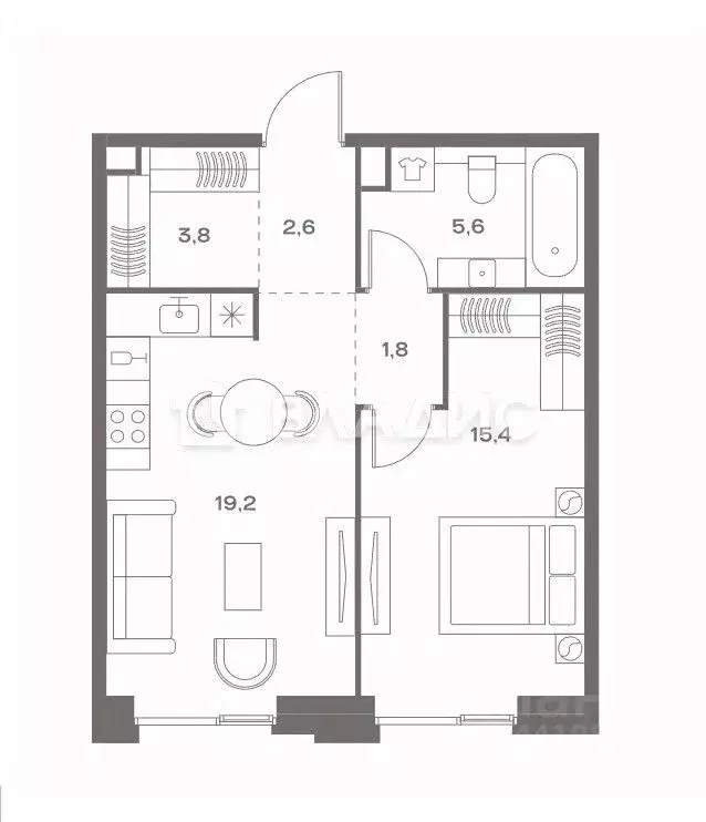 1-к кв. Москва Часовая ул., 28к2 (48.4 м) - Фото 2