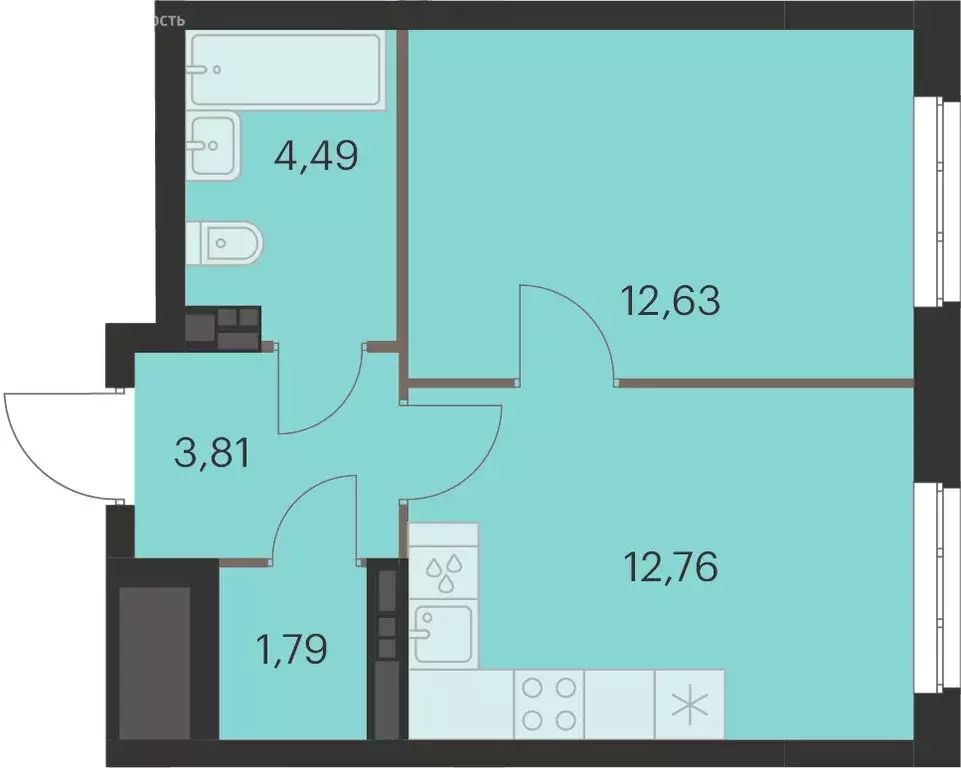 1-комнатная квартира: Екатеринбург, ЖК Спутник-1 (35.3 м) - Фото 0