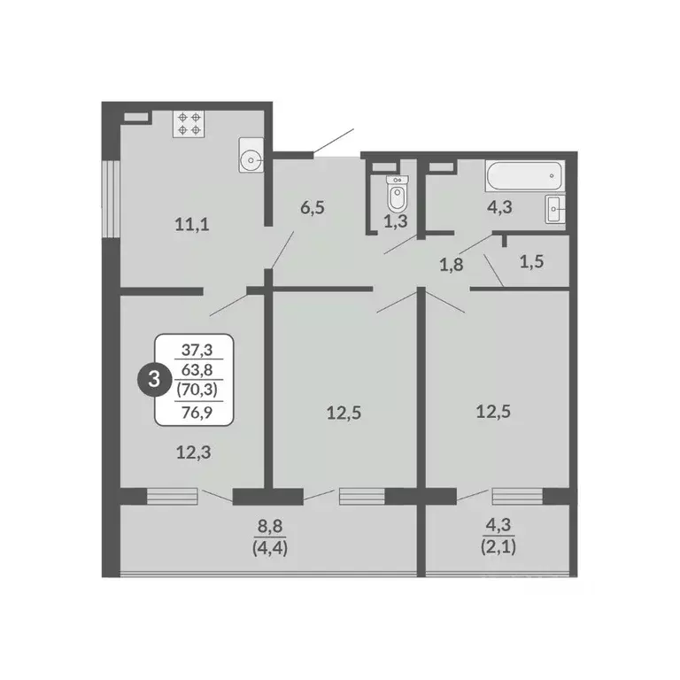 3-к кв. Кировская область, Киров Нагорная ул., 16 (70.3 м) - Фото 0