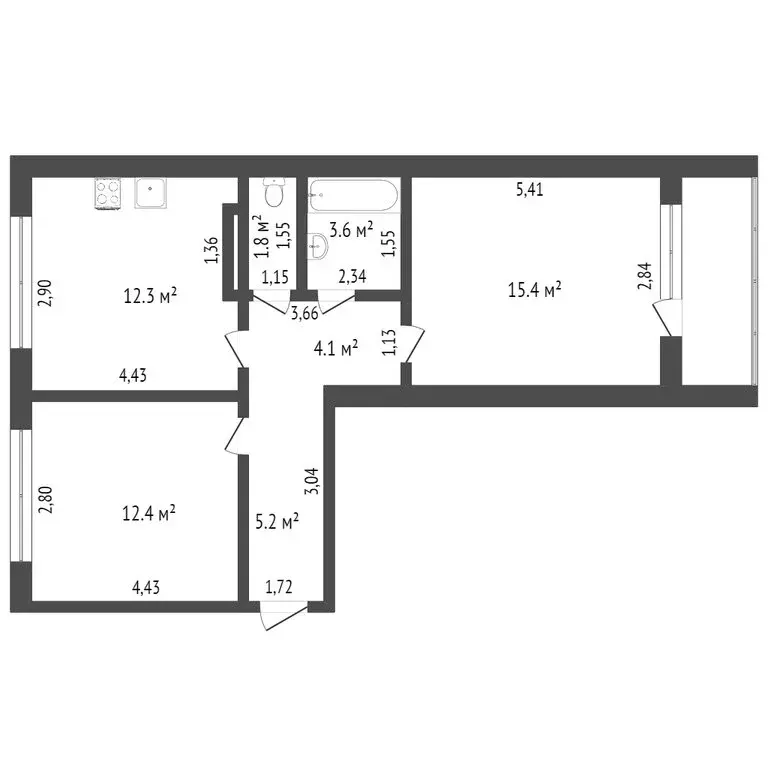 2-комнатная квартира: Тюмень, Ставропольская улица, 97к3 (55.3 м) - Фото 1
