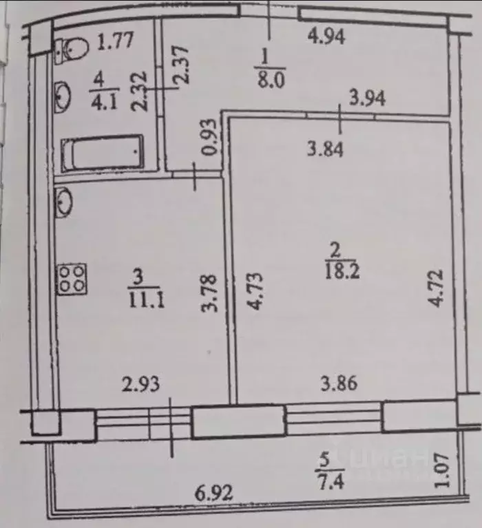 1-к кв. Башкортостан, Уфа Кавказская ул., 26 (45.0 м) - Фото 0