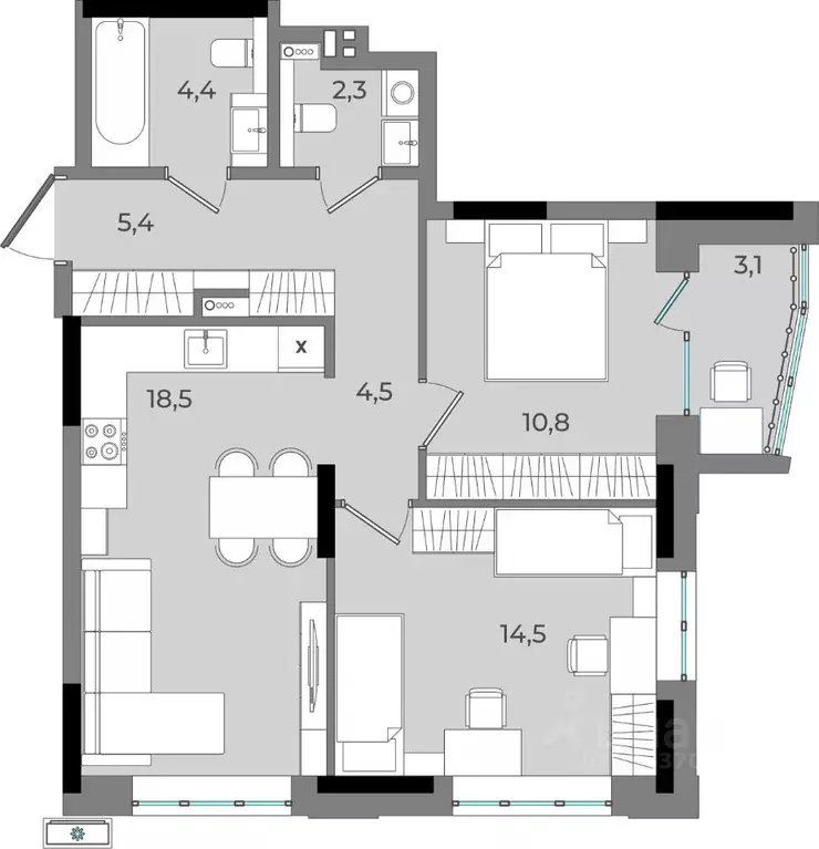 2-к кв. Удмуртия, Ижевск Северо-Западный жилрайон, 2-й мкр, Новый ... - Фото 1