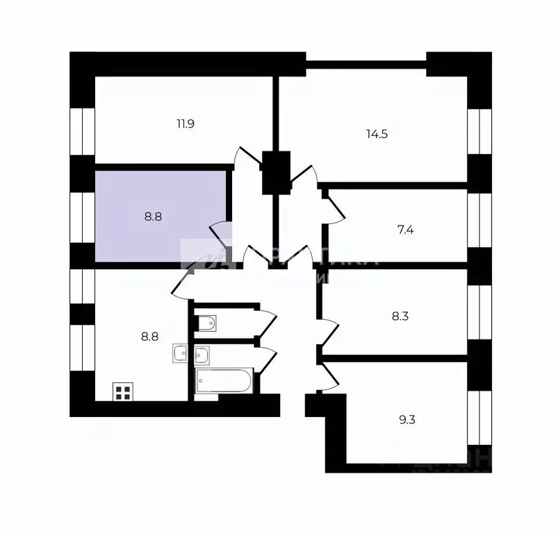 Комната Москва Шмитовский проезд, 12 (8.8 м) - Фото 2