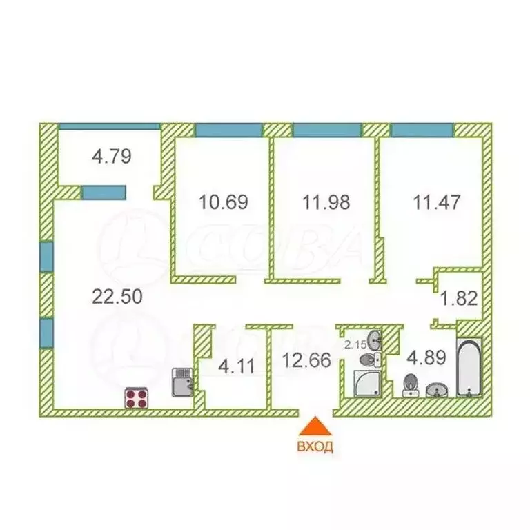 3-комнатная квартира: Тюмень, Краснооктябрьская улица, 8 (82 м) - Фото 0