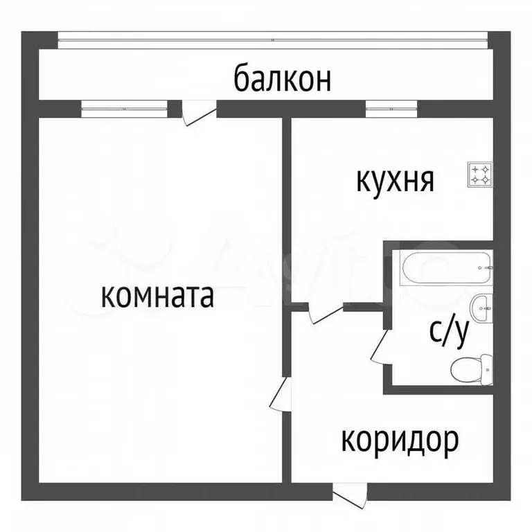 1-к. квартира, 29,8 м, 5/5 эт. - Фото 0