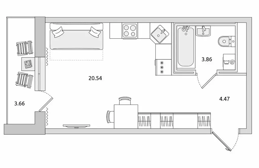 Квартира-студия: Бугры, Тихая улица, 5к3 (29 м) - Фото 0