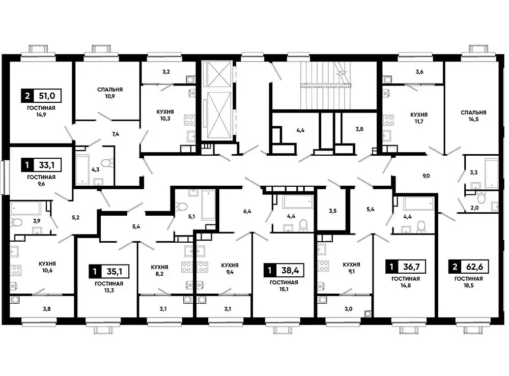 1-к кв. Ставропольский край, Ставрополь просп. Российский, 16 (38.1 м) - Фото 2