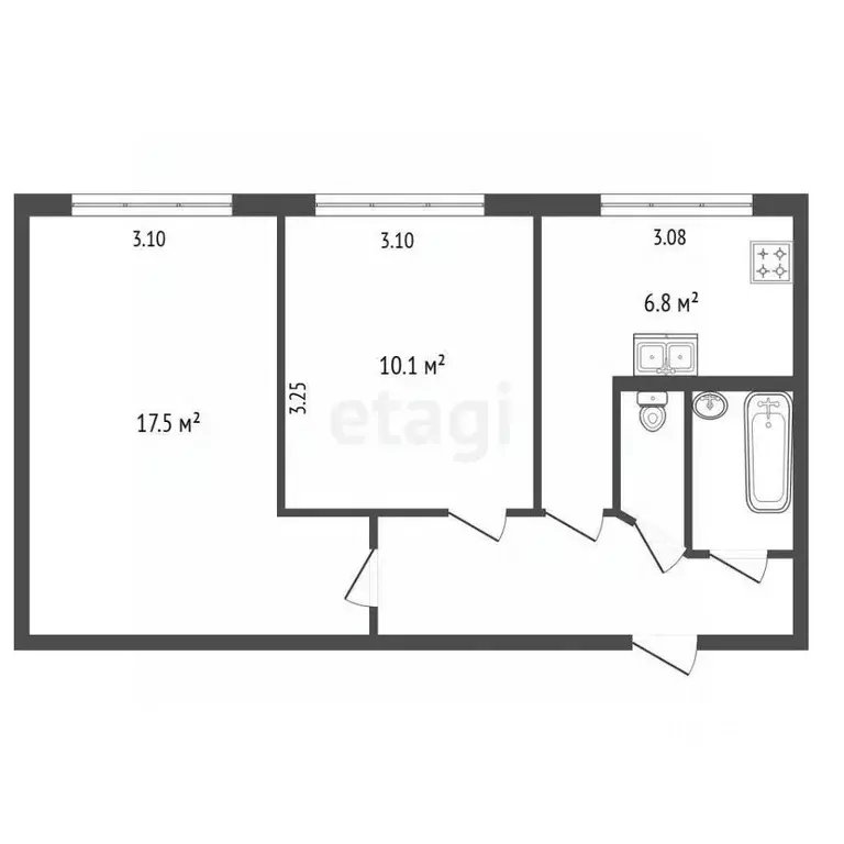 2-к кв. Санкт-Петербург ул. Подвойского, 17к2 (44.4 м) - Фото 2