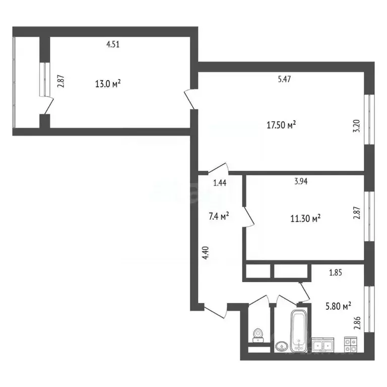 3-к кв. Ямало-Ненецкий АО, Новый Уренгой Ленинградский просп., 14 ... - Фото 2