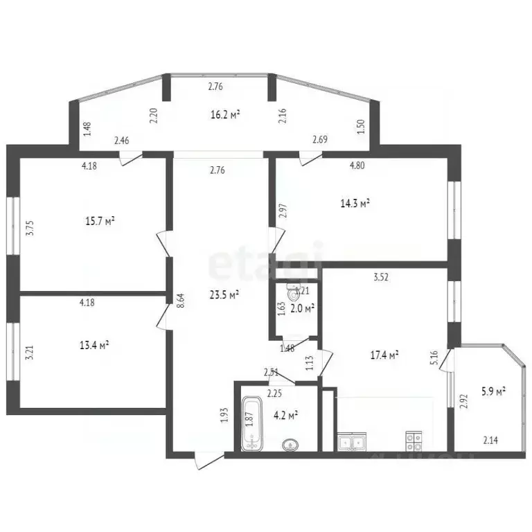 3-к кв. Ставропольский край, Ставрополь ул. Ленина, 484В (103.8 м) - Фото 1