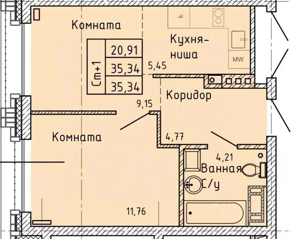 1-к кв. Челябинская область, Челябинский городской округ, пос. ... - Фото 2