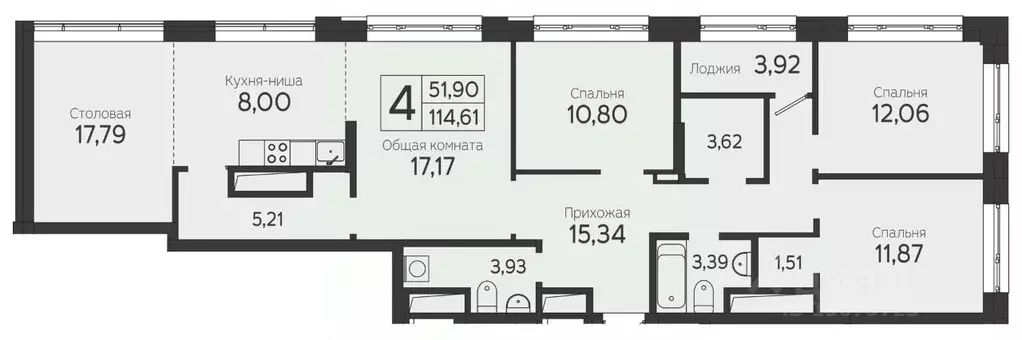 4-к кв. Томская область, Томск Комсомольский просп., 48Б (112.66 м) - Фото 0