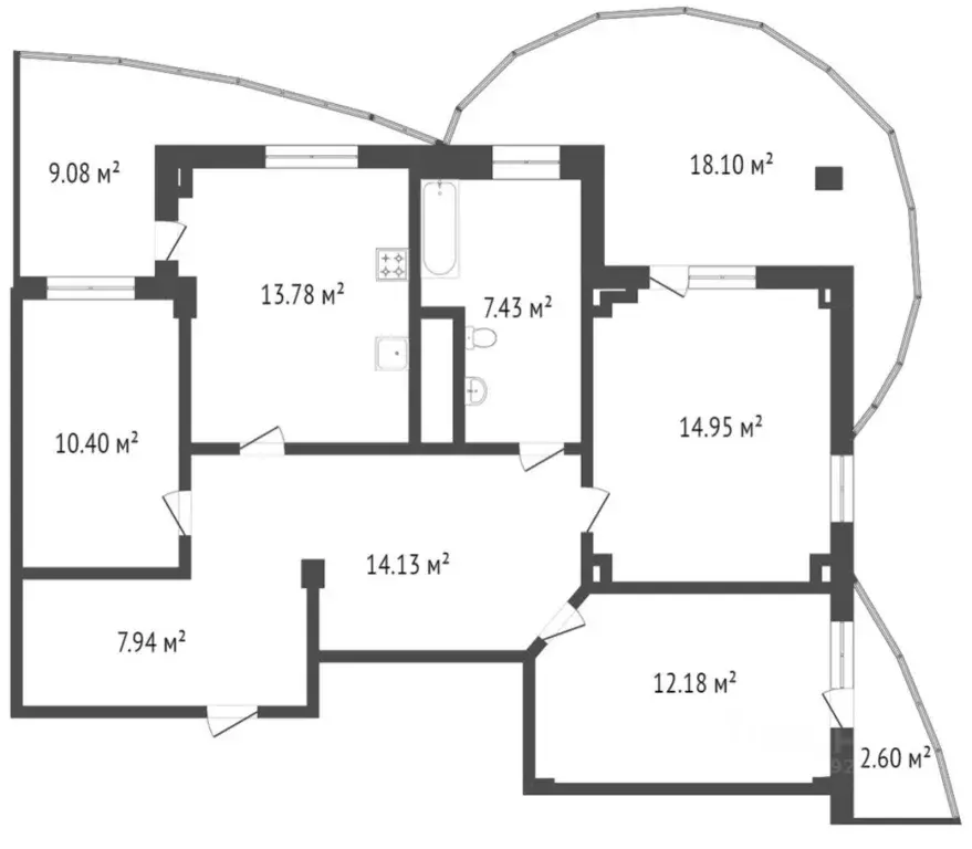 3-к кв. Тюменская область, Тюмень ул. Федюнинского, 64к1 (80.0 м) - Фото 1