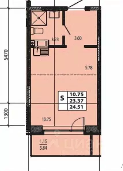 Студия Санкт-Петербург Лиговский просп., 271 (24.0 м) - Фото 1