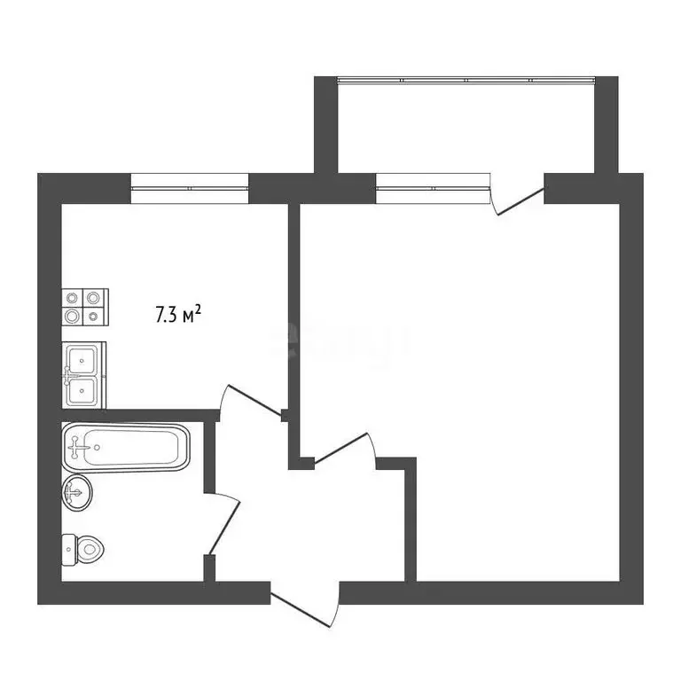 1-комнатная квартира: Миасс, Городская улица, 1 (30.2 м) - Фото 1