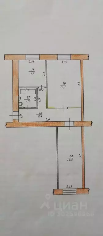 2-к кв. Тамбовская область, Мичуринск Липецкое ш., 91 (42.1 м) - Фото 0