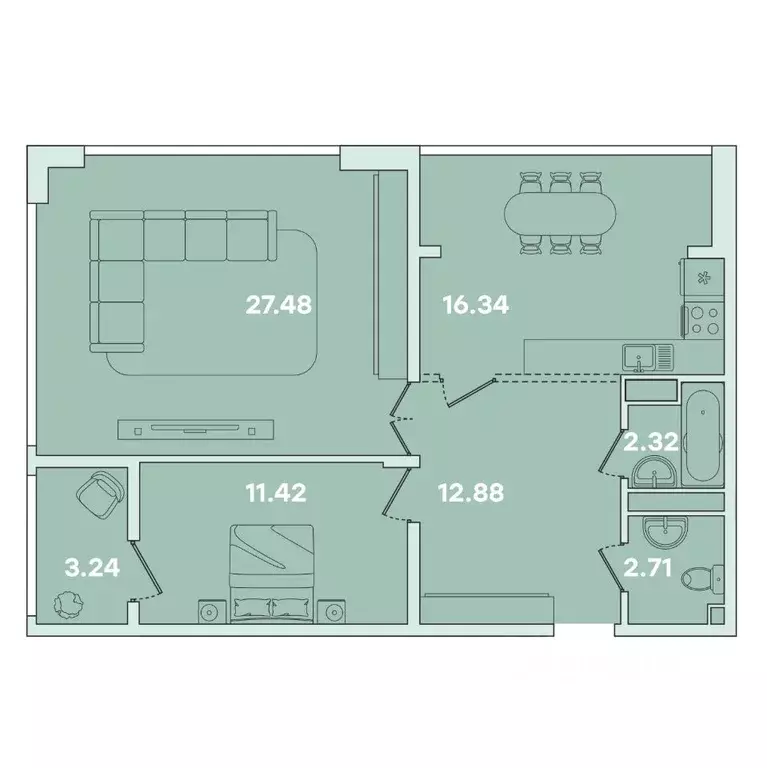 2-к кв. Иркутская область, Иркутск ул. Петрова, 16 (76.39 м) - Фото 0