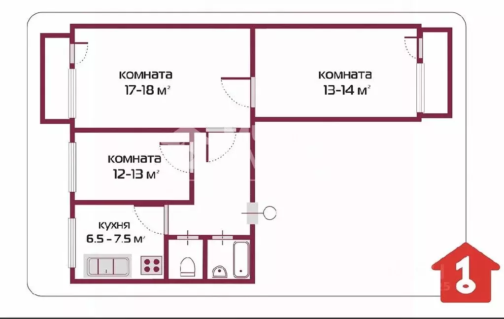 3-к кв. Омская область, Омск Городок Нефтяников мкр, ул. Волкова, 15 ... - Фото 2