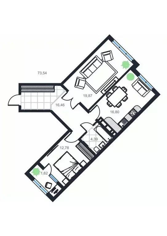 2-к кв. Дагестан, Каспийск просп. Акулиничева (73.54 м) - Фото 0