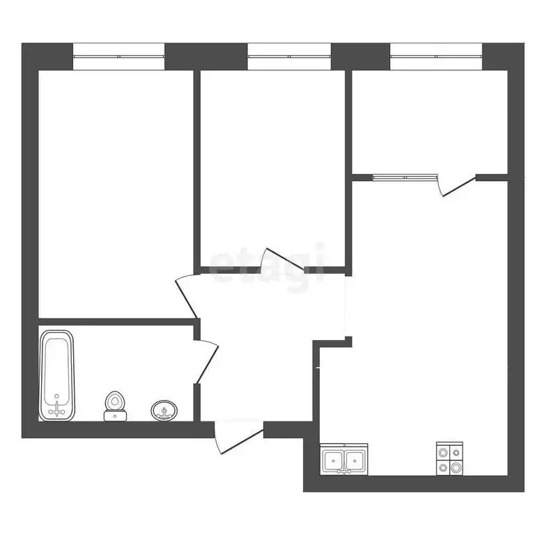 2-комнатная квартира: Тюмень, Западносибирская улица, 43 (60 м) - Фото 1