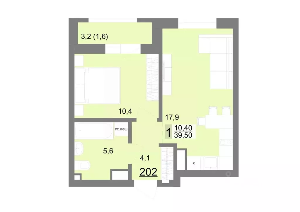 1-к кв. Свердловская область, Екатеринбург ул. Металлургов, 63/1 (39.5 ... - Фото 1