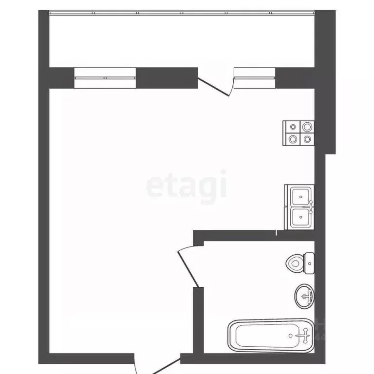 Студия Тюменская область, Тюмень ул. Судостроителей, 71 (32.7 м) - Фото 1