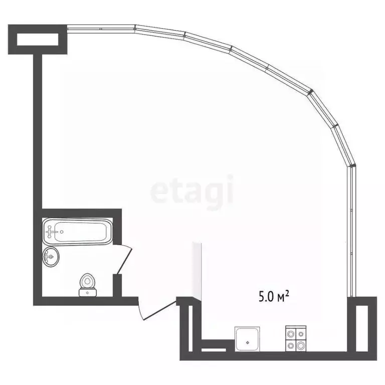 Студия Крым, Ялта ул. Дражинского, 45А (33.8 м) - Фото 1
