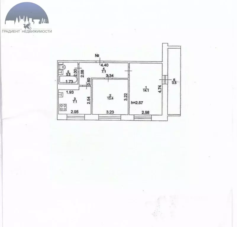 2-к кв. Татарстан, Казань ул. Чишмяле, 9 (45.5 м) - Фото 2